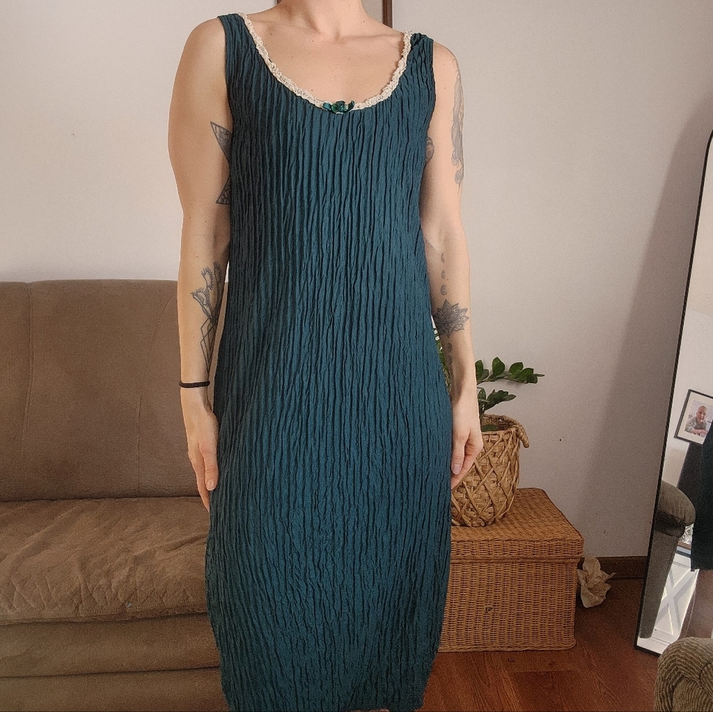 California Dynast Emerald Green Slip Dress Size Large